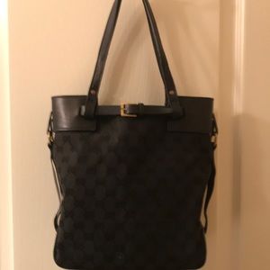 Vintage Gucci Black Monogram Canvas medium Tote